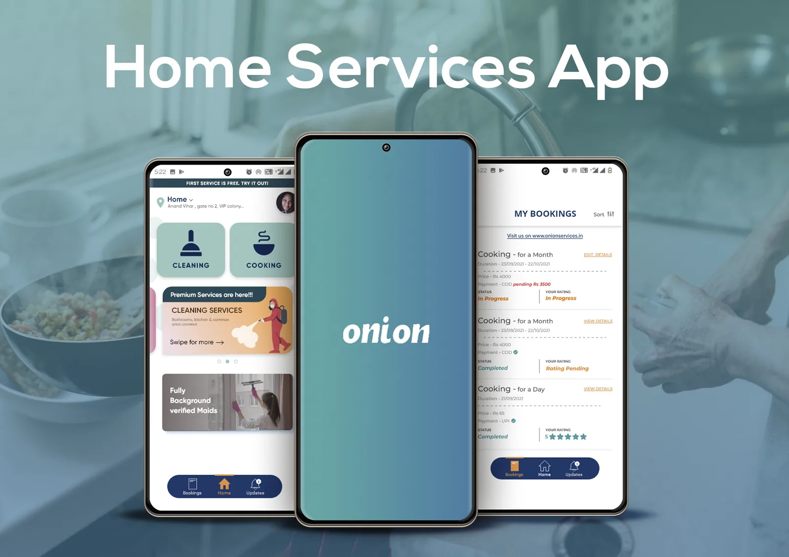 Onion home services app built by Technosquare